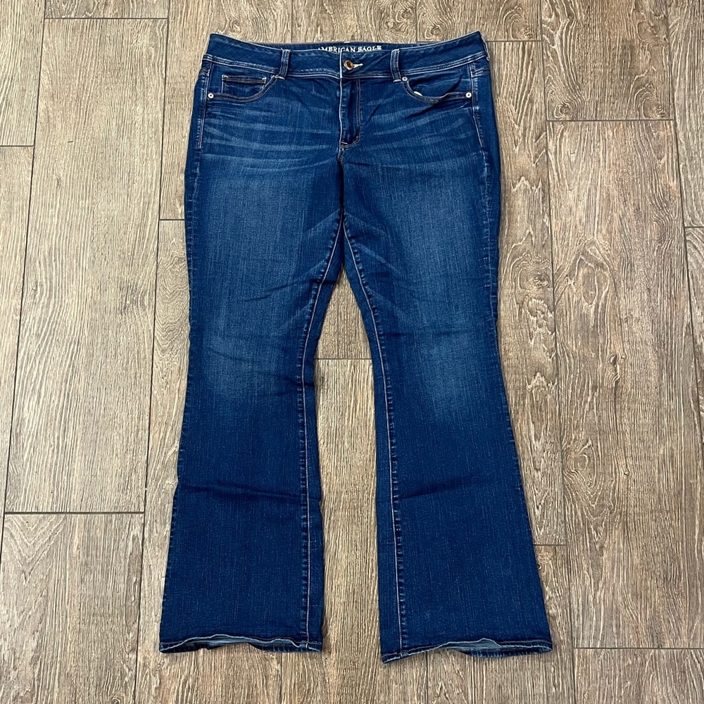 AE American Eagle Super Stretch Kick Boot Bootcut Jeans - 18 x 32.5”